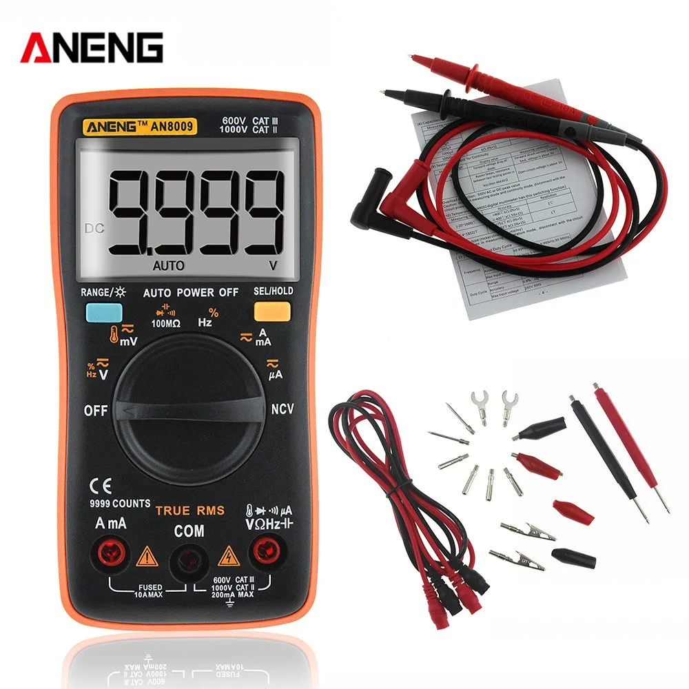 Цифровой мультиметр ANENG AN8009 с автоматическим выбором диапазона 9999 отсчетов