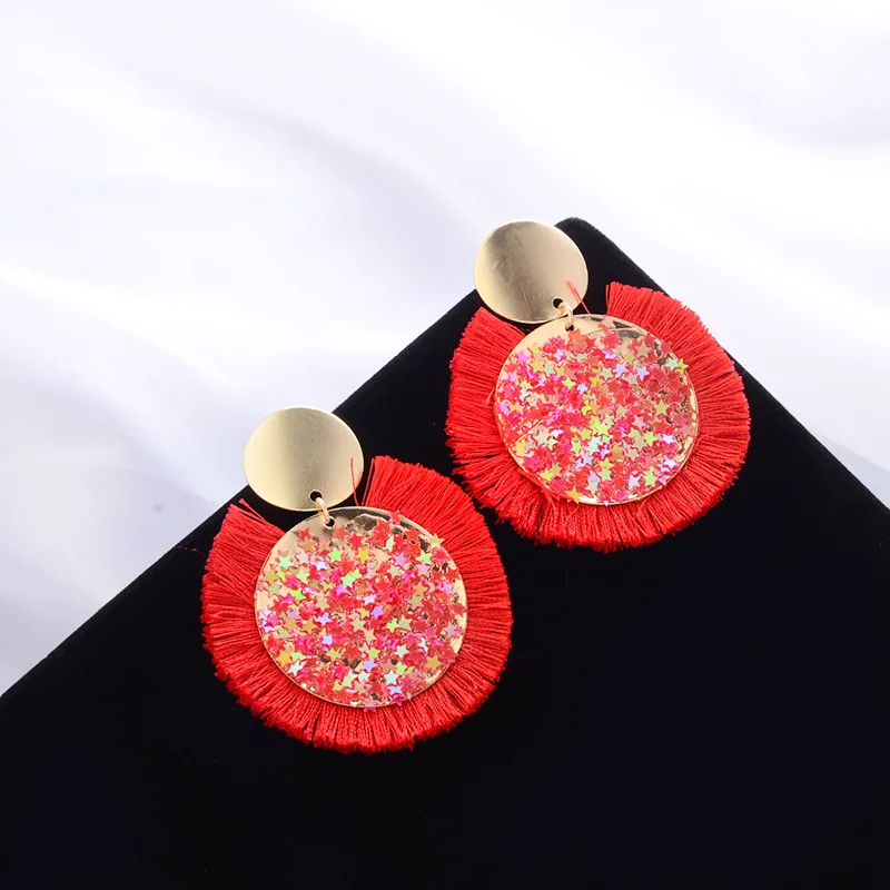 Новые модные серьги с кисточками для женщин Brincos Boho Эффектные Кисти Круглый