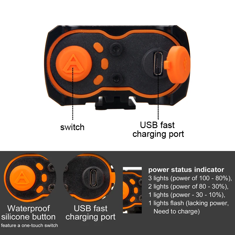 Водонепроницаемая алюминиевая велосипедная лампа USB 2400LM Передняя фара 2 * T6