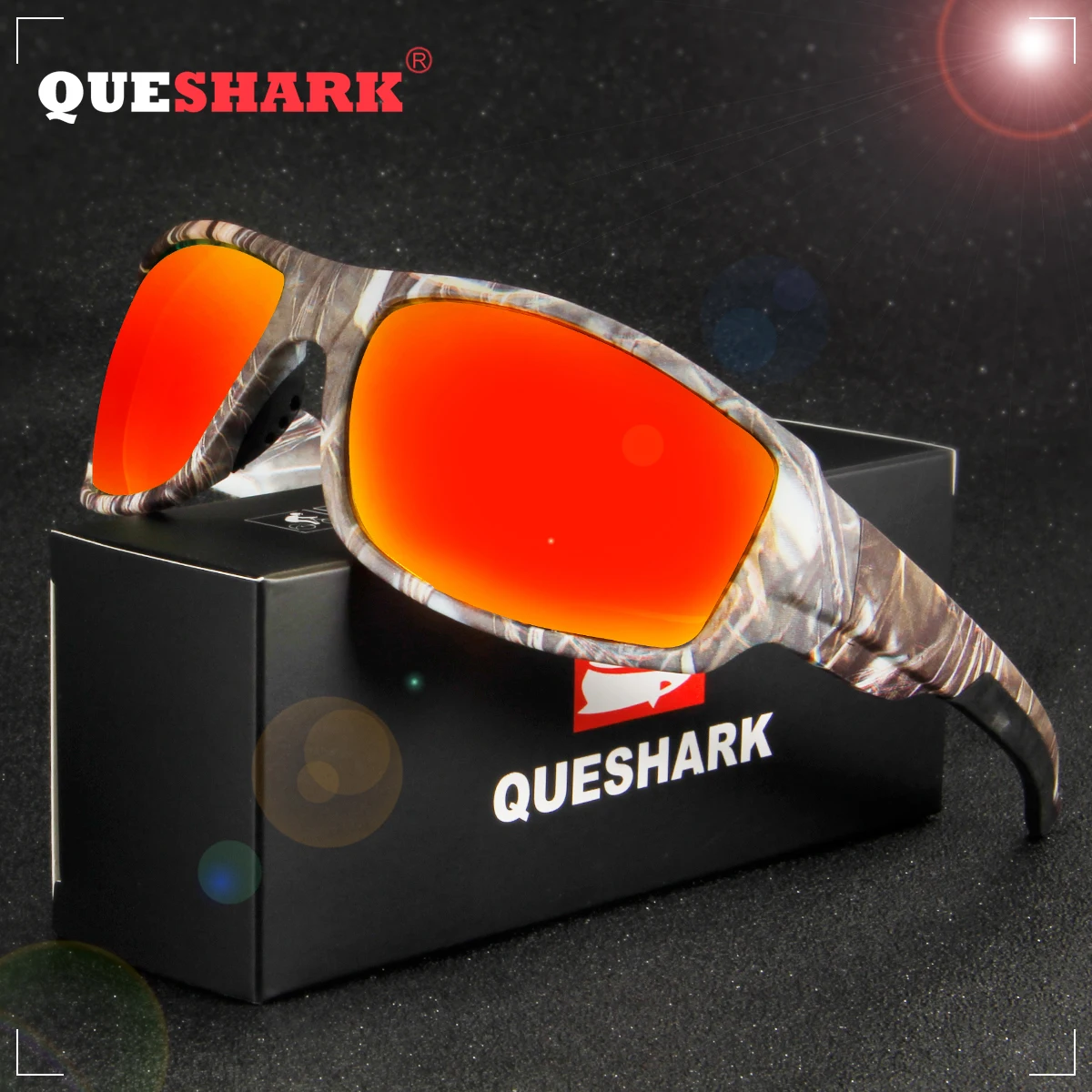 QUESHARK коричневые лесные камуфляжные поляризованные солнцезащитные очки для мужчин с полной рамкой сильные руки для рыбалки охоты спорта на открытом воздухе