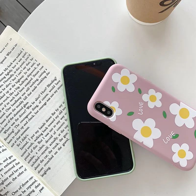 STROLLIFE Ins Little Daisy Phone Case for IPhone XS Max XR Fresh Summer Lovely Cover 6 X 7 8Plus Matte Soft TPU Shell |