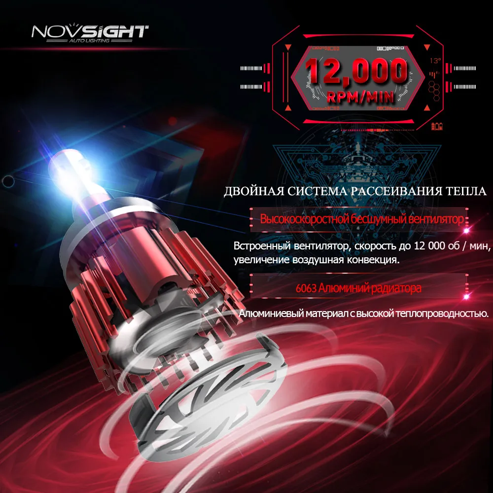 NOVSIGHT супер мини 10000Lm 60 Вт H4 H7 светодиодные лампы для автомобилей H1 H11 H8 наборы