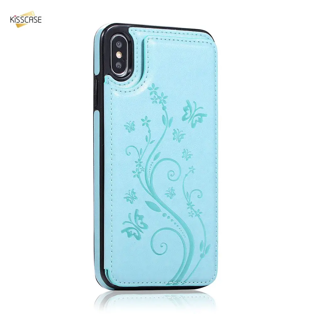 Кожаный чехол для телефона KISSCASE iPhone X XR XS Max 8 7 6 S держатель карт бумажник MAX 6s Plus
