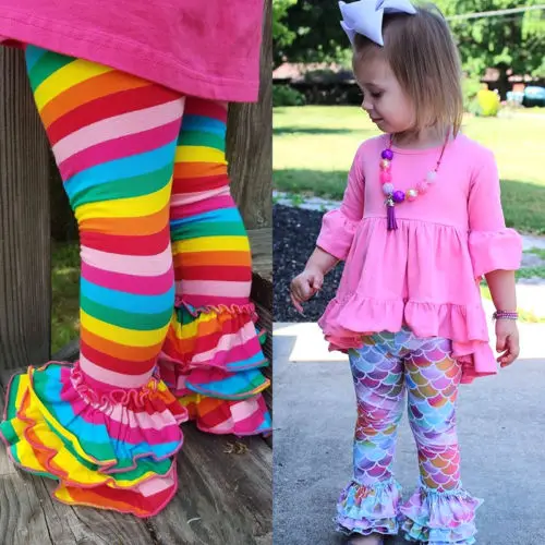 Штаны с гофрированной подошвой Pudcoco радужные штаны русалочкой для маленьких