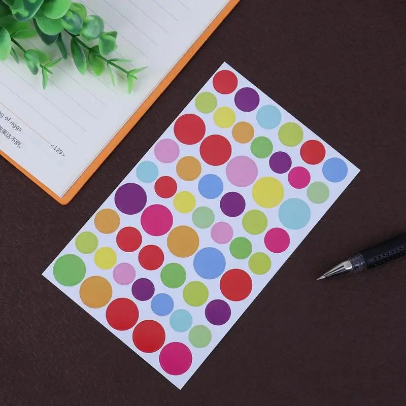 6 Sheet Colorful DIY Photo Album Sticker Love Heart Five-pointed Star Round Circle Rainbow Color Kids Stationery Diary Stickers |