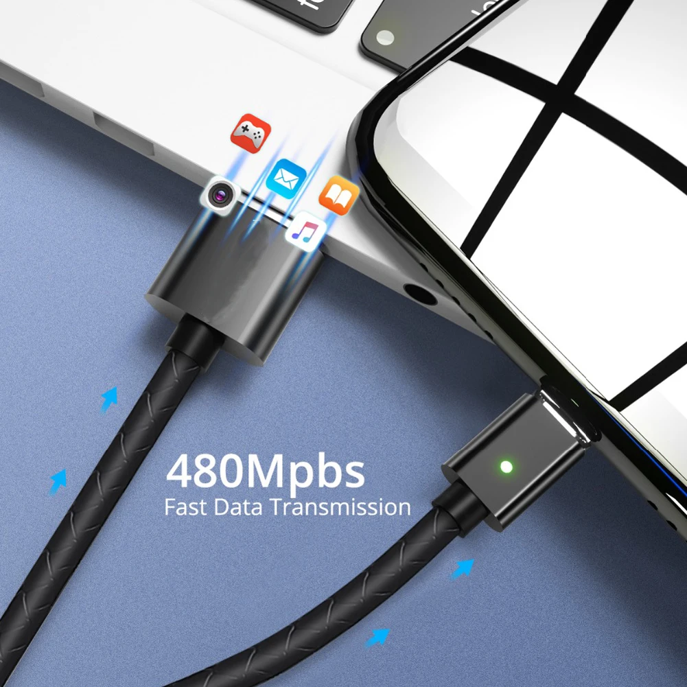 Jetjoy Тип C Магнитный кабель USB 3A быстрое зарядное устройство телефонный провод для