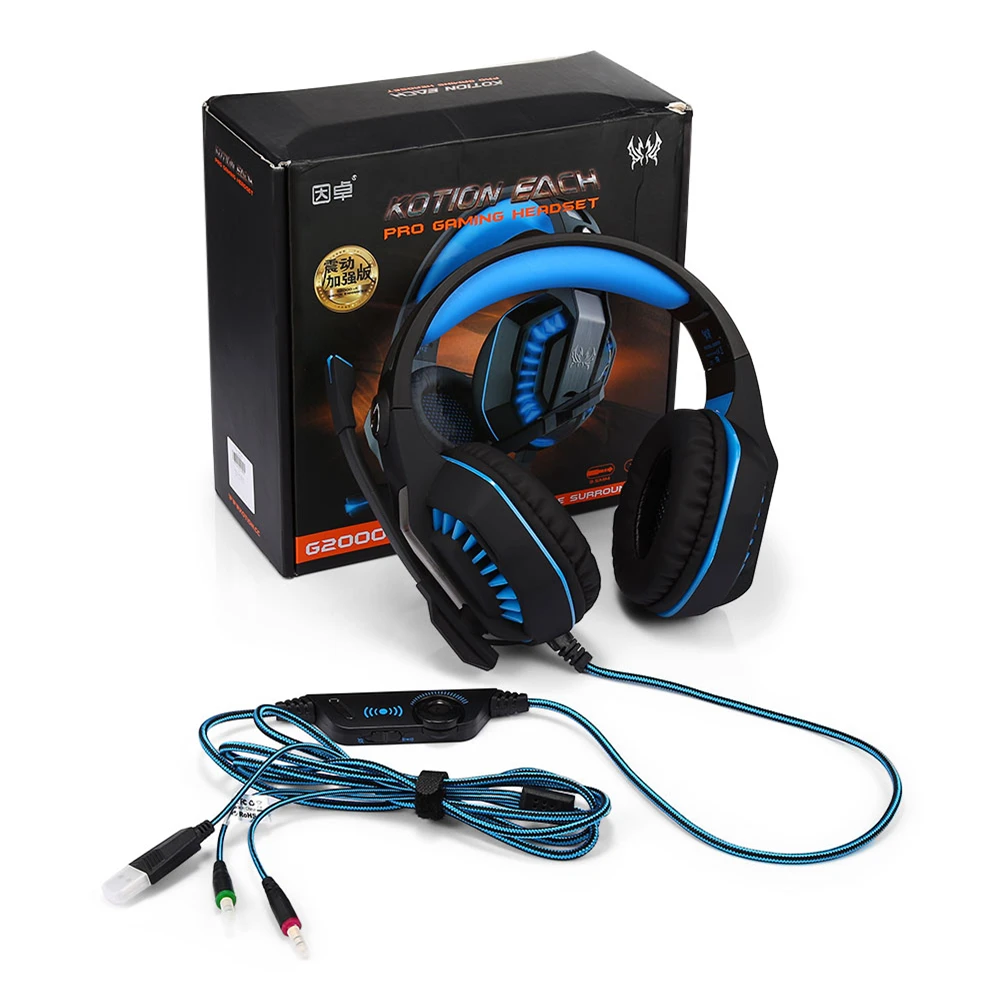 KOTION каждый G2000 игровая стереогарнитура 2 м кабель светодио дный свет Over-Ear Headphones