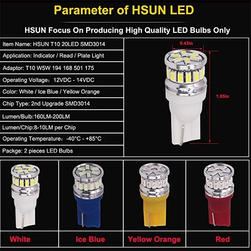20X w5w LED T10 автобус 18SMD 3014 Супер яркий поворотный боковой номерной знак лампа