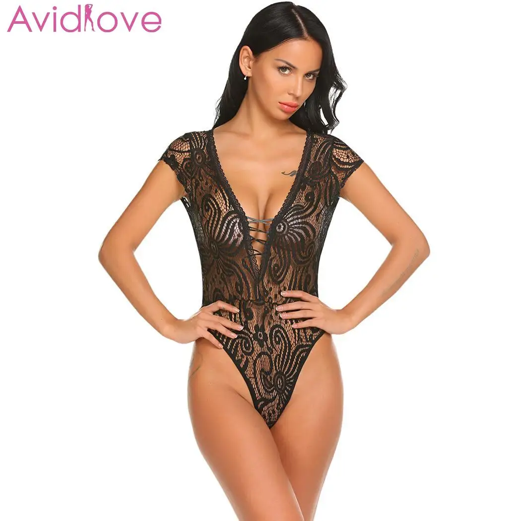 Женское Кружевное боди Avidlove сексуальное прозрачное нижнее белье без рукавов с