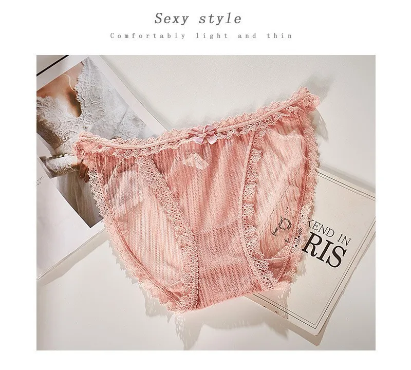 Sexy Lace Lingerie Women's Transparent Low Waist Panties Mesh Breathable Underwear |
