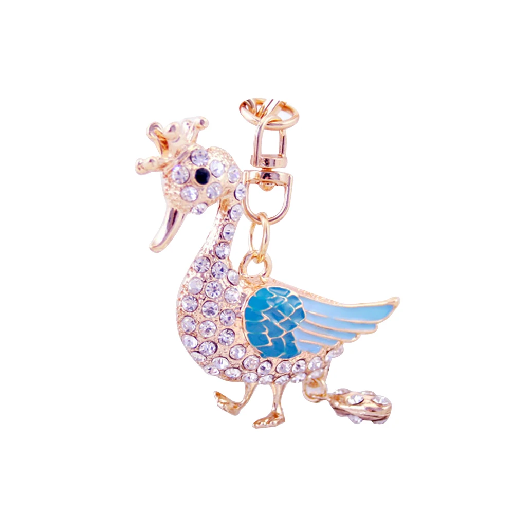 1pcs Duck Rhinestone Keychain Charming Cute Hanging Car Keyring Purse Bag Pendant Decoration Random Color | Автомобили и