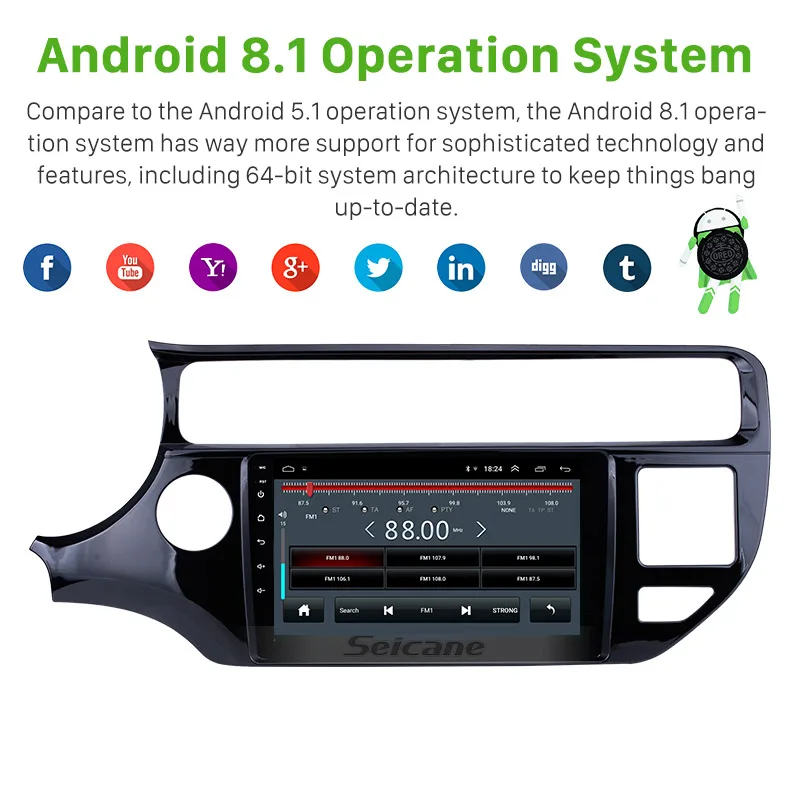 Автомобильный мультимедийный плеер Seicane 2Din Android 8 1 GPS для KIA Rio 2012 2013 2014 2015 с левым