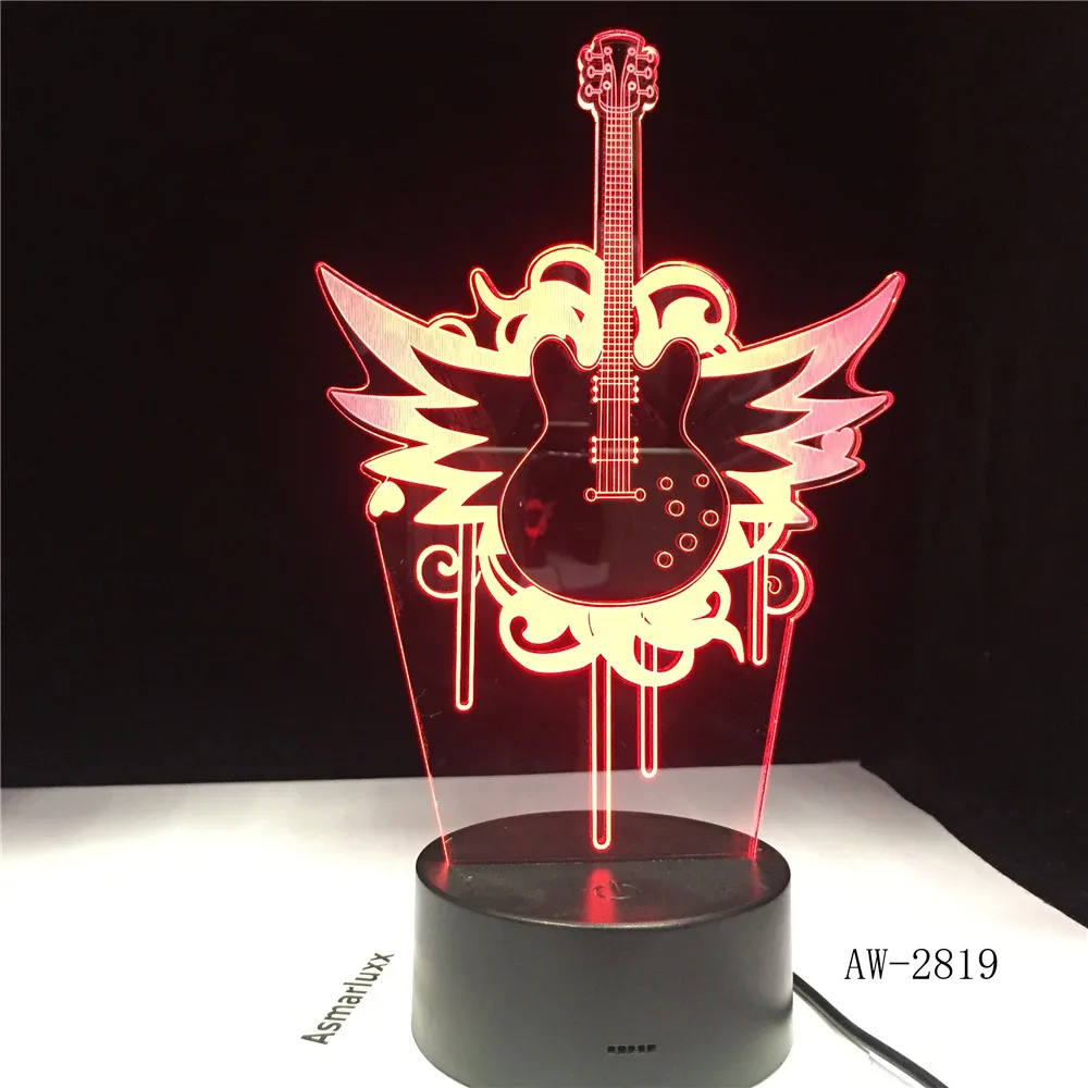Rock музыкальная гитара Fly Bass 3D светодиодный светильник ночник для музыкантов
