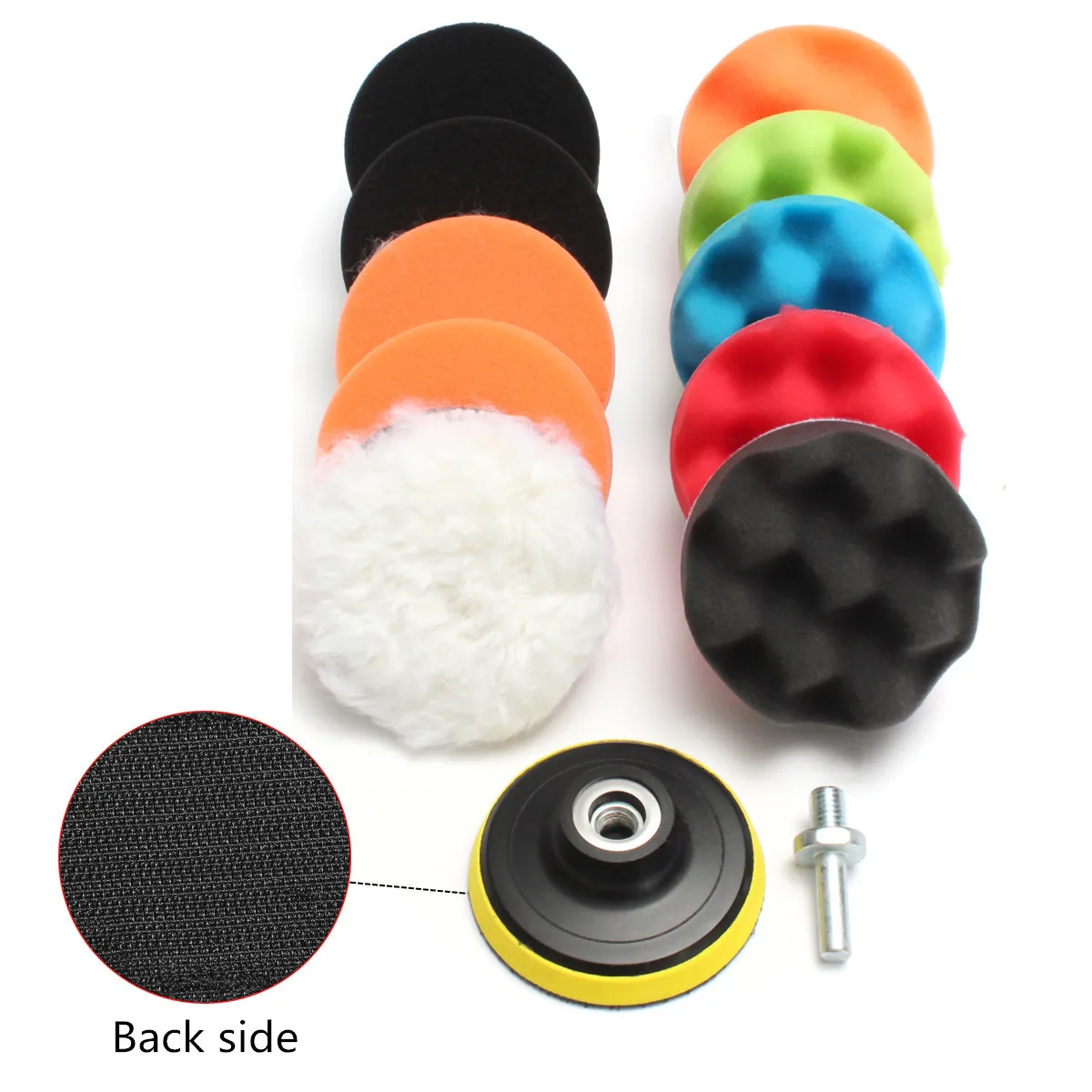

11Pcs 3/5/6/7Inch Buffing Pad Auto Car Polishing Pad Kit Buffer + Drill Adapter + Hook&Loop Backer Plate For Car Polisher