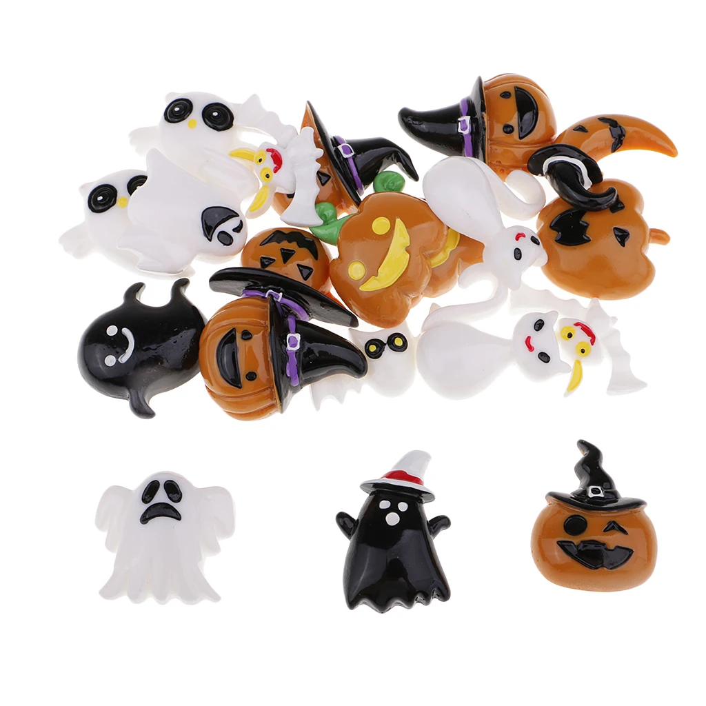 20pcs Flat Back Resin Cabochon Halloween Themes DIY Flatback Embellishment Scrapbooking Crafts Phone Case Decorations | Дом и сад