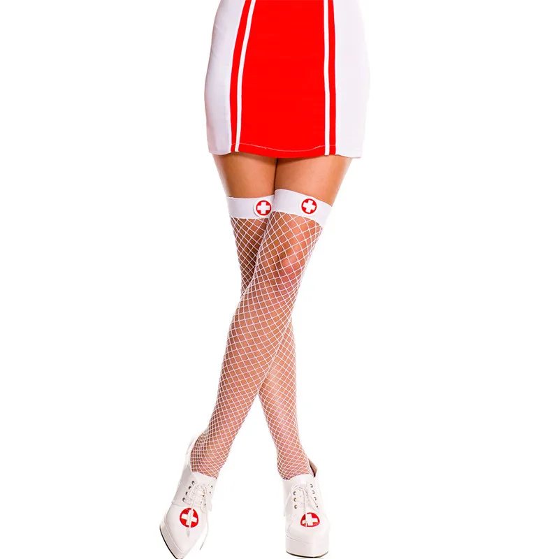 

Nurse outfit Stockings red Bow decorations Betterfly Fishnet charming Stocking hosiery Women Sexy Ladies