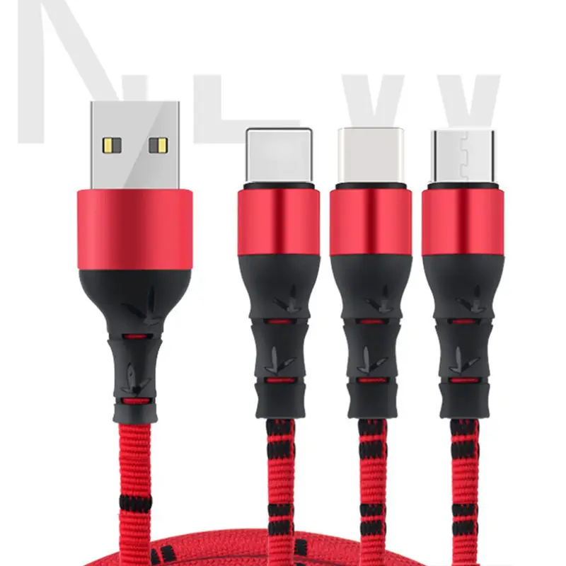 3 в 1 телефон кабели для Iphone микро Тип C Usb кабель 2.8A 2 м кулирный Гладкий Плетеный
