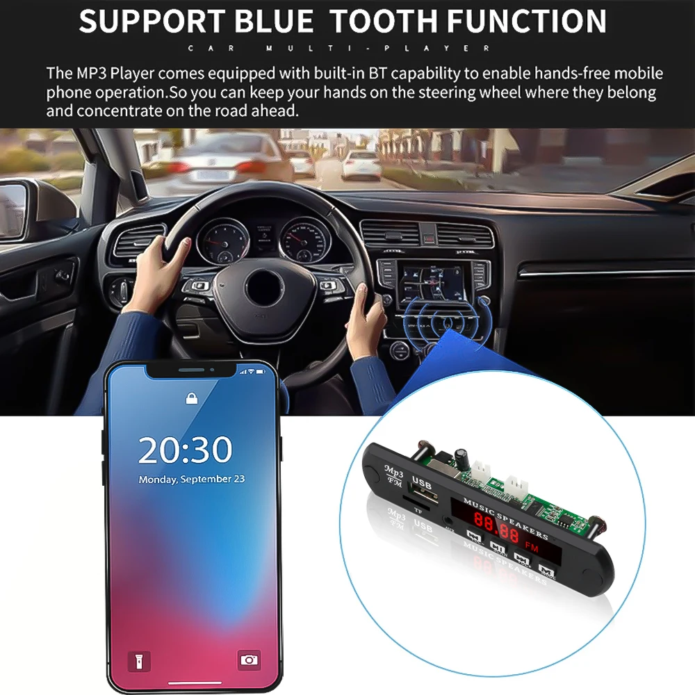 MP3 WMA WAV декодер KEBIDU плата mp3 плеер автомобильный аудио USB TF FM радио модуль 5 в 12 В +