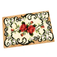 new decorative flower carpet crocheting kit diy cushion carpet flower latch hook rug kit needlework crocheting embroidery