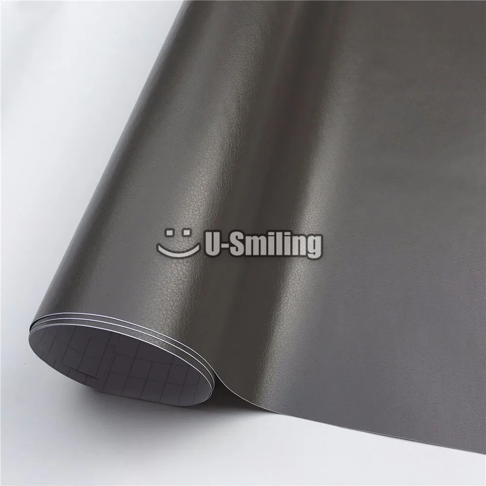 

Premium Grey Leather Self Adhesive Vinyl Wrap Film Stickers For Auto Car Body Film Car Wrapping Foil Bike Console Computer Skin