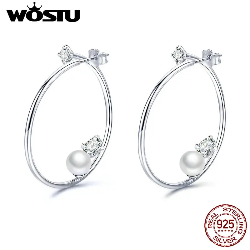 Женские серьги кольца WOSTU из серебра 925 пробы с нимбом|Серьги| |