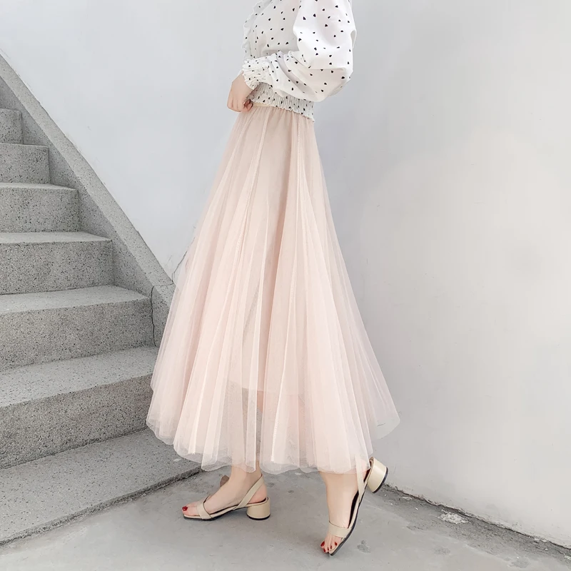 Женская длинная Плиссированная юбка с высокой талией розовая синяя черная