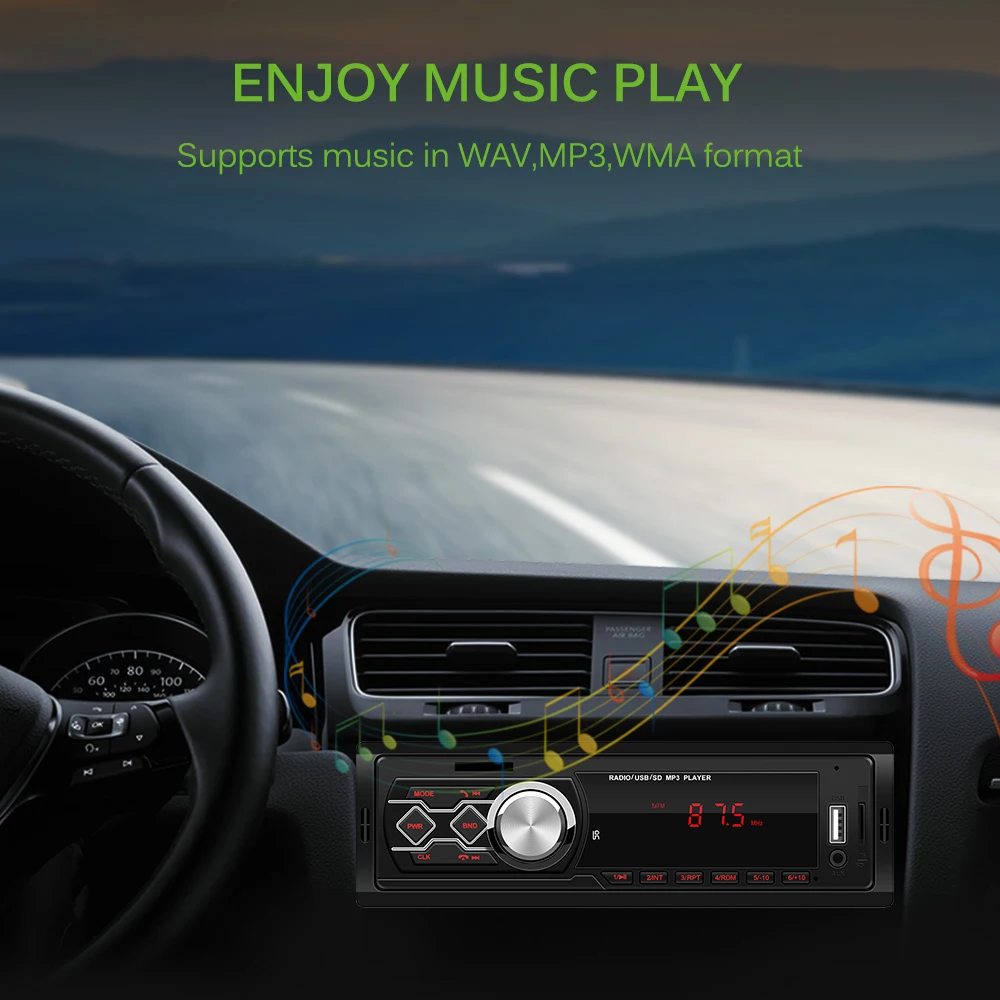 Автомагнитола, автомагнитола, USB Aux вход, приемник, Bluetooth, стерео радио, MP3, мультимедийный плеер, поддержка FM/MP3/SD карт