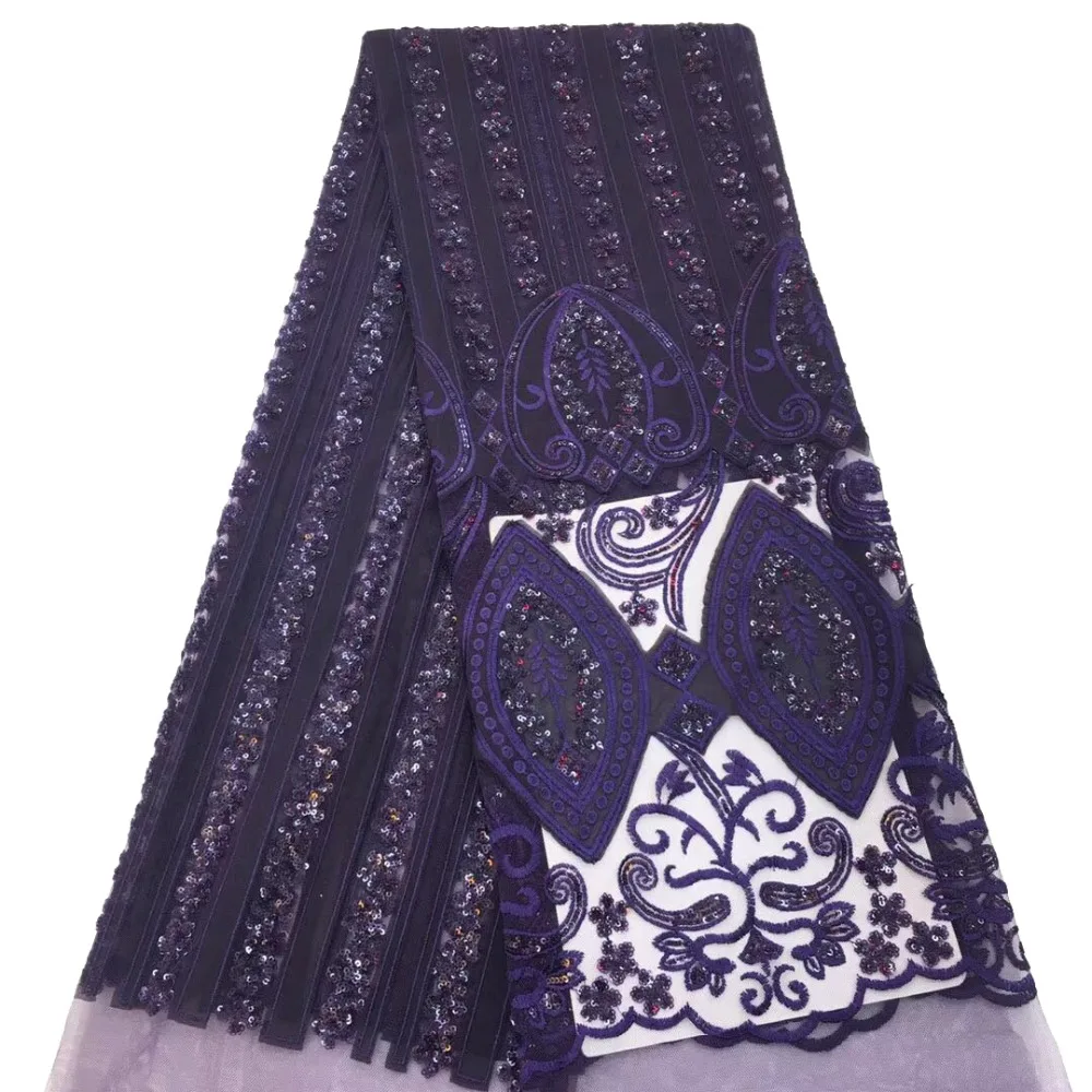 

Blue African sequins French net lace fabric 2019 high quality Swiss voile lace embroidered Nigerian guipure tulle lace fabrics