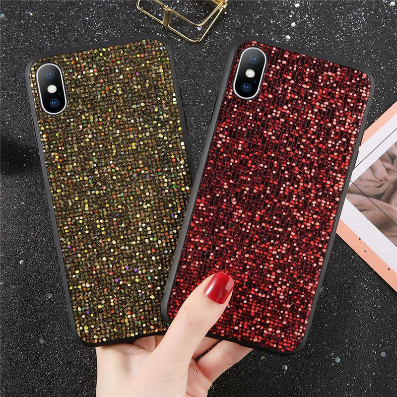USLION Cases For iPhone 6 6s Plus Bling Glitter Crystal Sequins TPU and PC Cover Fundas 7 8 X XS XR Max |