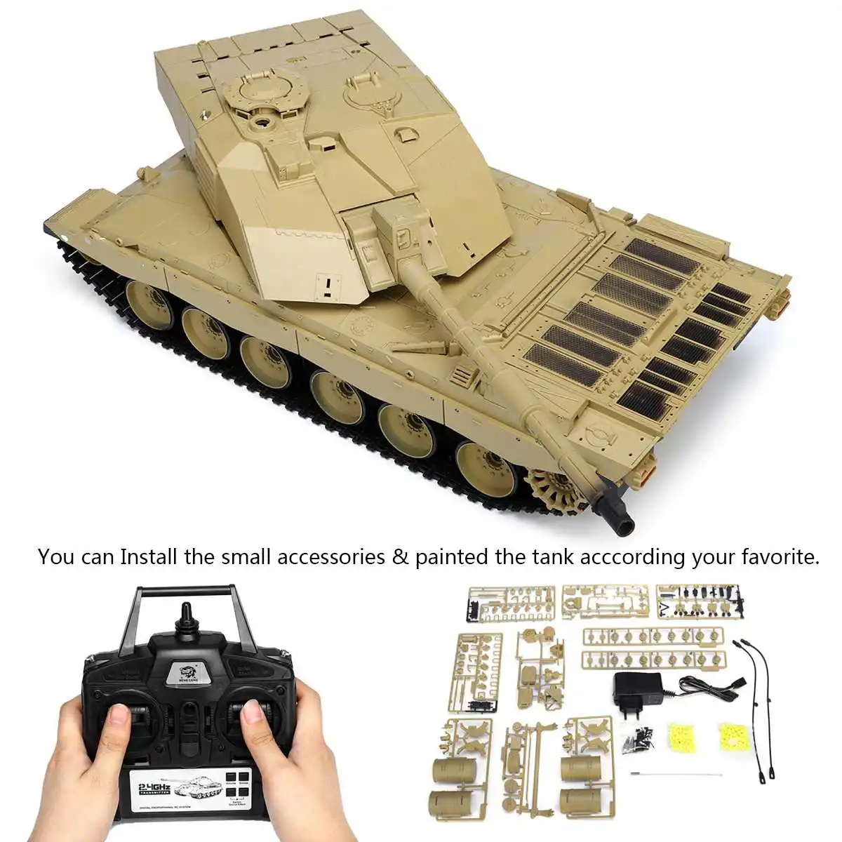 Heng Long 3908 1 1/16 2 4G Smoking British Challenger 2II RC автомобиль боевой танк пластмассовые