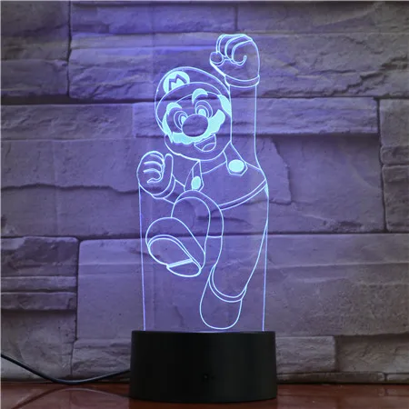 Классическая мультяшная фигурка игры Супер Марио 3D светодиодная USB лампа