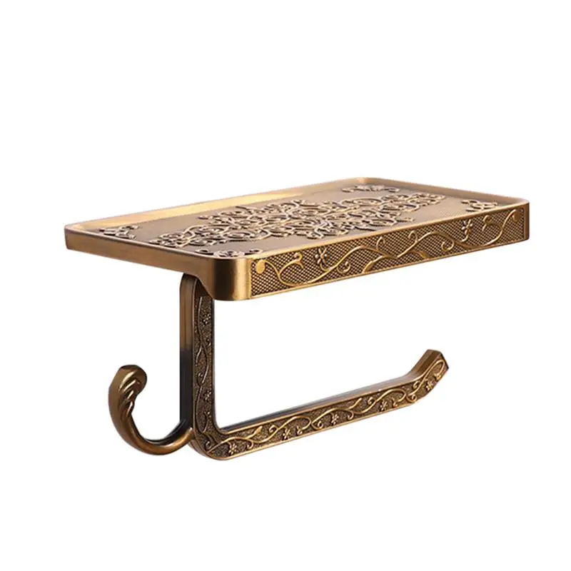 Держатель для туалетной бумаги в винтажном стиле с полкой телефона прочный