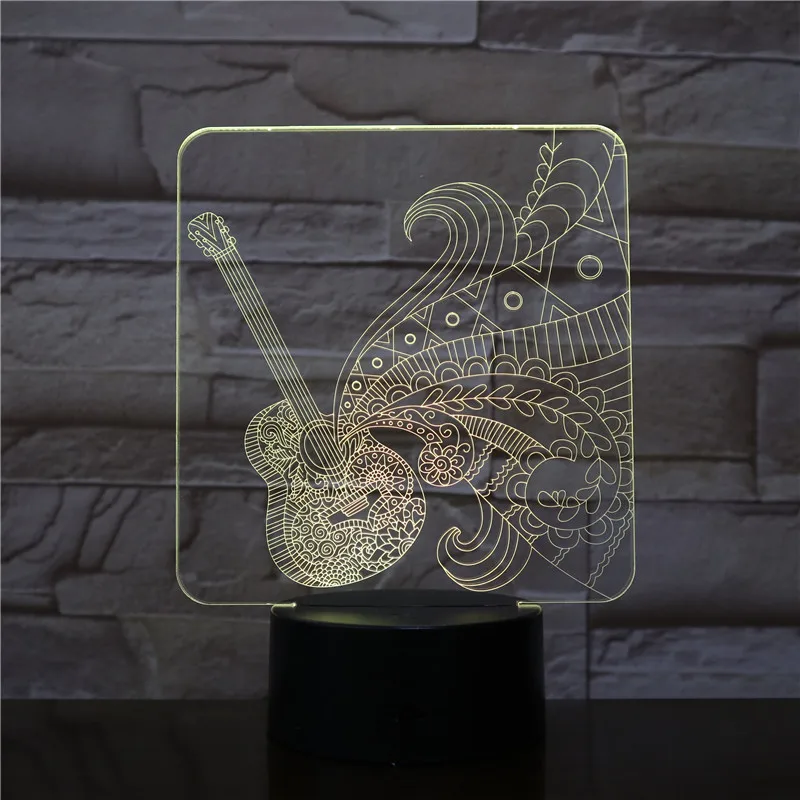 Цветная сенсорная 3d-лампа для гитары иллюзия светодиодный ночник USB атмосферная