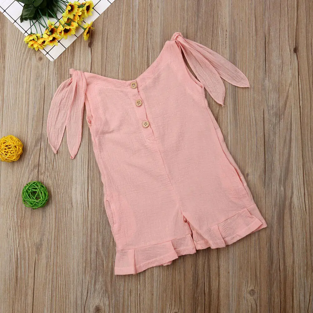 

Pudcoco BABY Girl Jumpsuits Newborn Baby Girl Romper Solid Sunsuit Summer Clothes Outfits 6M-4Y