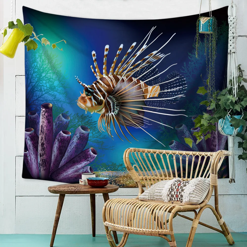 Океаническая биология рыба гобелен подвесное покрывало для декора пляжный