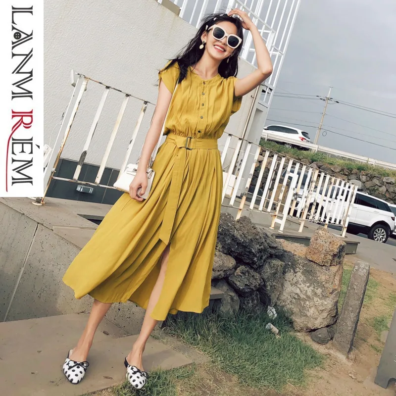 LANMREM/Новинка 2019 года женская одежда в Корейском стиле большой маятник ретро