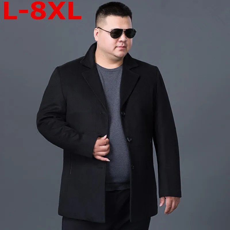 8XL 7XL мужские большого размера кашемировое пальто на зиму куртка мужчины манто homme мужской средней длины