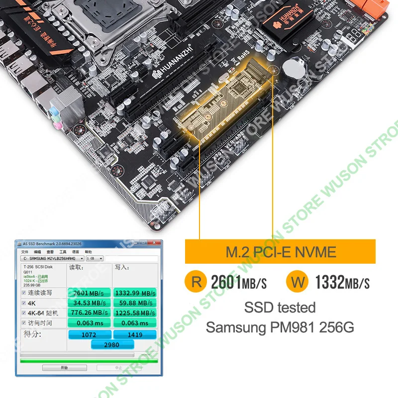 HUANANZHI X79-4D M.2 Slot Motherboard with Dual CPU Intel Xeon E5 2680 V2 RAM 64G(4*16G) Computer Hardware DIY on Sale