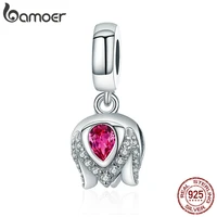 bamoer authentic 925 sterling silver exquisite tulip flower crystal charms fit original charm bracelet bangle jewelry scc1027