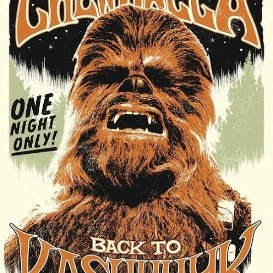 Мужская футболка Star Wars Chewbacca одна ночь только ламинированный плакат (24X36)|Таблички