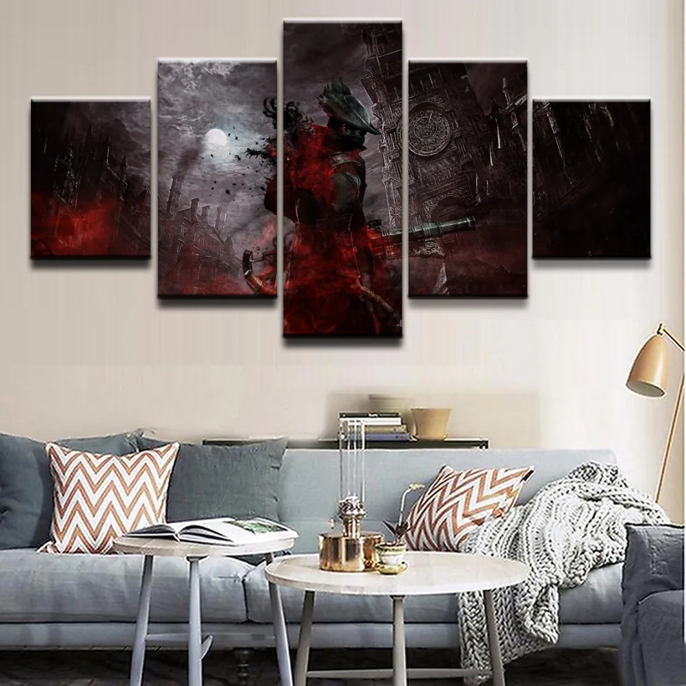 

5 Panels Game Bloodborne Role Modern Home Wall Decor Painting Canvas Art HD Print Painting Canvas Wall Picture For Home Decor