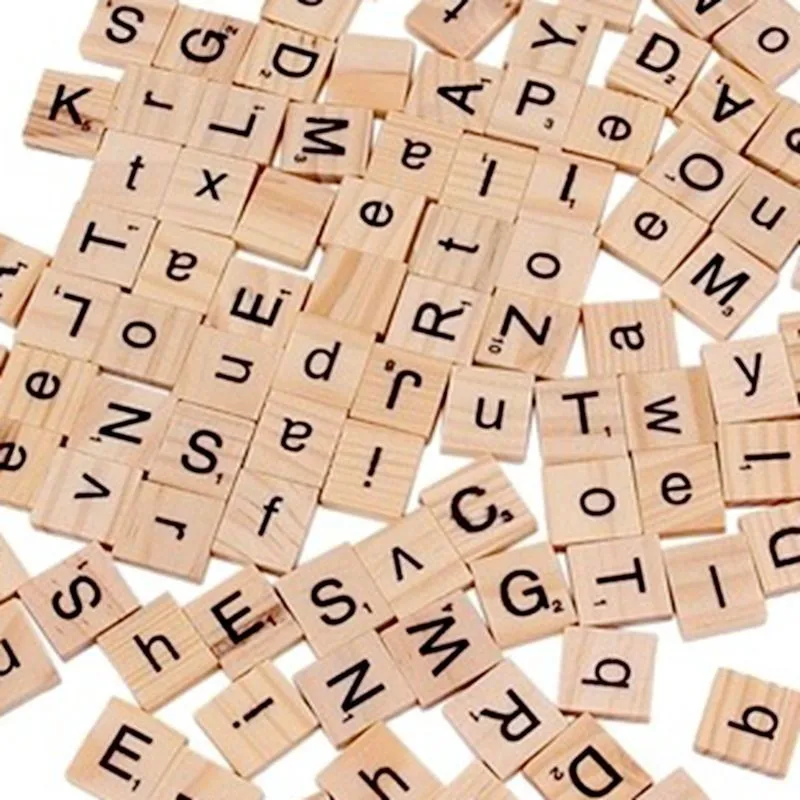 DIY креативный 100 Деревянный Алфавит Scrabble плитка черные буквы цифры для доски