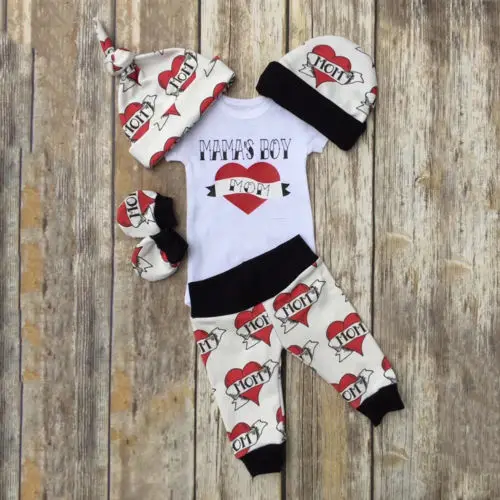 Newborn Baby Boy Infant MAMA's Romper Jumpsuit +Pants Leggings Clothes Outfit 3PCS Cute Cotton High Quality Sets |