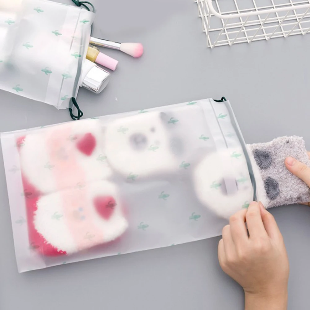 Прозрачный водонепроницаемый кактус скраб косметичка Drawstring дорожная Органайзер