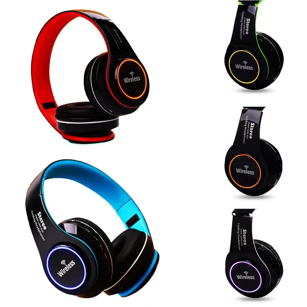 LED Bluetooth гарнитура складные наушники с микрофоном 70 дБ для ПК мобильного 400 мАч