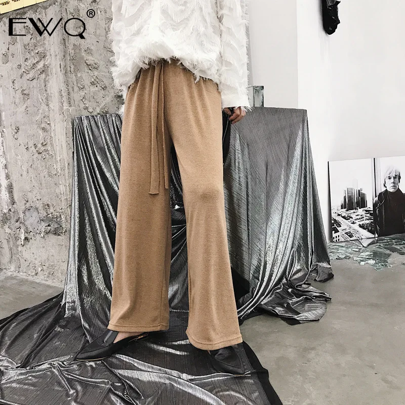 EWQ 2019 Весенние новые дизайнерские шикарные мужские вязаные широкие брюки