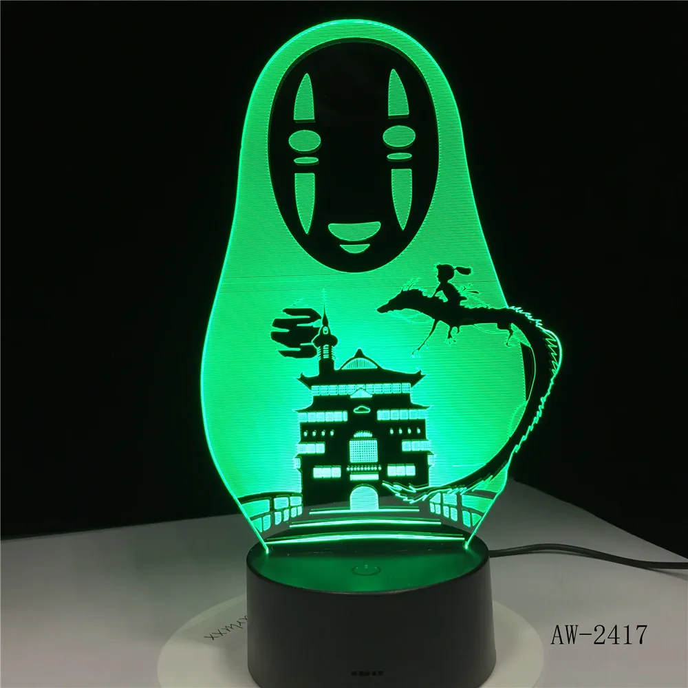 Miyazaki Hayao аниме 3D Светодиодная лампа без лица человек экшн фигурки украшения куклы