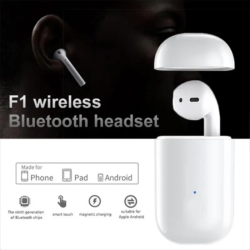 Portable Earphones F1 5.0 TWS Monaural Right Ear Wireless Bluetooth Earbuds Stereo Sweatproof In Devices For IPhone Android | Электроника