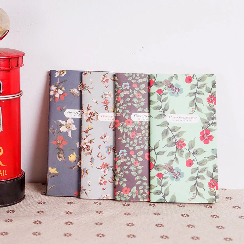 Retro Kraft Paper Notebook Blank Inner Page Notepad Flower Leather Cover Journal Notes For Students Writing Gift School Supplies |