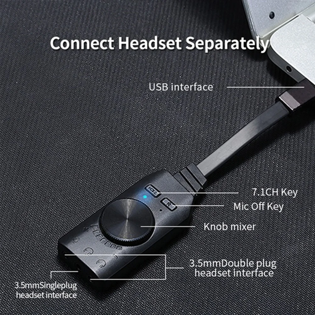 GS3 Виртуальная 7,1 канальная внешняя звуковая карта USB адаптер конвертер черный стерео аудио 3,5 мм гарнитура для ПК настольный ноутбук